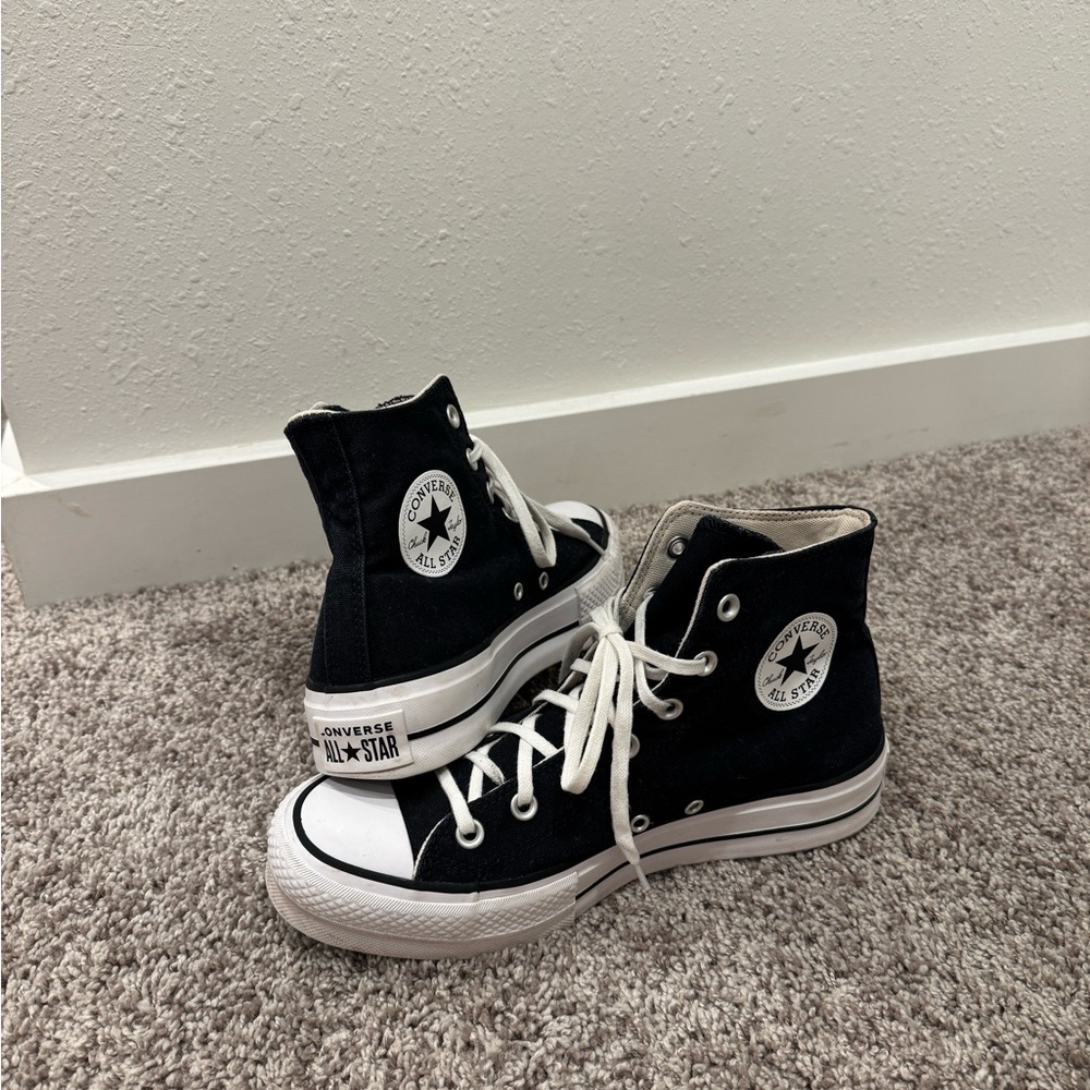 Black platform Converse high tops sneakers women’s size 9 - Picture 5 of 8